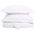 thumbnail image 1 of Solid Embroidered Trim Microfiber Wrinkle-Free Duvet Set by Blue Nile Mills, Full/Queen, White/ White, 1 of 2