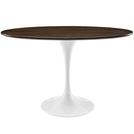 Modway Lippa 48" Oval MDF Wood Veneer Grain Dining Table in Walnut
