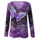 thumbnail image 4 of Camiseta de manga larga suelta con cuello en V y estampado informal a la moda para mujer Pompotops gfhjh21367, 4 of 5