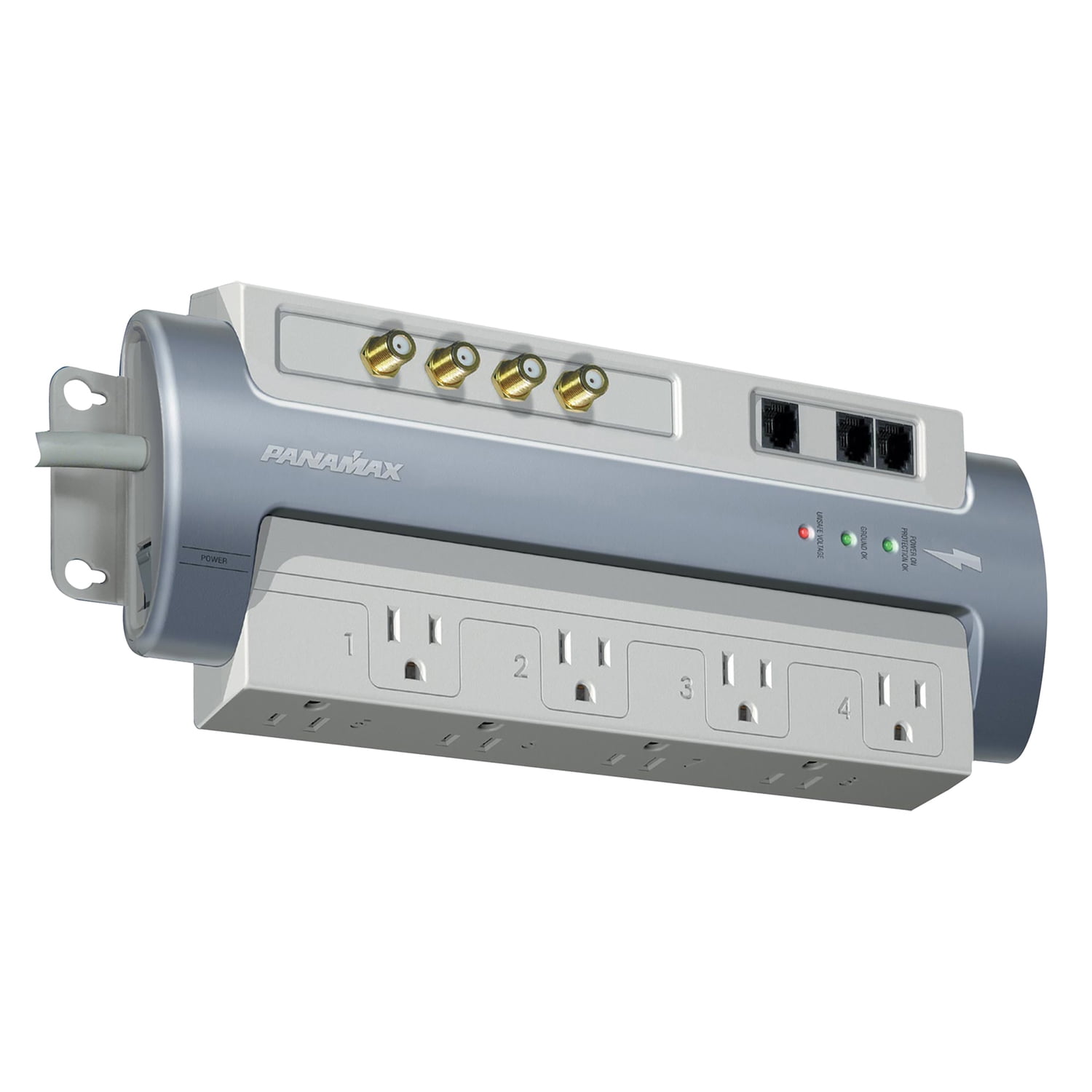 Panamax M8-AV Power Conditioner and Surge Protector, 8 Outlets with Telephone and Coax, 6-Ft. Cord, Gray