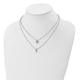 thumbnail image 2 of Auriga Fine Jewelry 925 Sterling Silver RH-plated Polished CZ Moon and Star Double Strand Necklace for Women 16", 2 of 6
