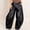 Black, variant on IUYRTFE Women's High Waist Vintage Washed Jeans with Fold Over Waistband and Wide Leg Baggy Fit Denim Pants