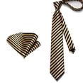 thumbnail image 3 of Mens Ties Stripe Tie and Pocket Square Set Classic Formal Neckties Handkerchief Cufflinks Wedding, 3 of 9