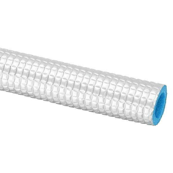 Unique Bargains 6.6Ft 5/8"ID 15/16"OD Insulation Foam Tube with Aluminum Foil,Silver Blue