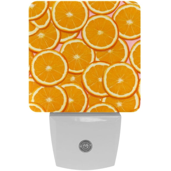 PhooArto Orange Slices Background Plug in LED Night Light Auto Sensor Dusk to Dawn Decorative Night for Bedroom, Bathroom, Kitchen, Hallway, Stairs, Baby's Room, Energy Saving