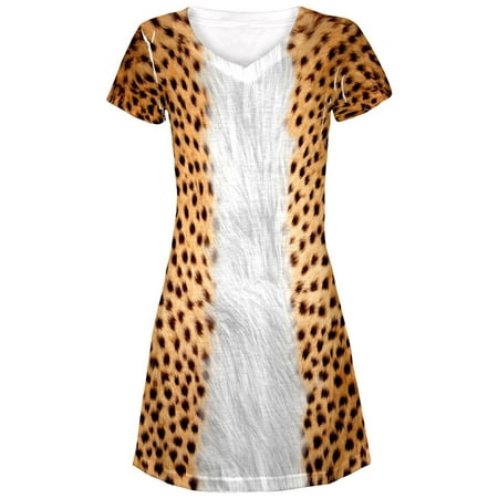 Halloween Cheetah Costume Juniors V-Neck Beach Cover-Up Dress