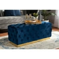 thumbnail image 5 of Baxton Studio Corrine Glam and Luxe Navy Blue Velvet Fabric Upholstered and Gold PU Leather Ottoman, 5 of 5