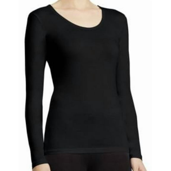32 Degrees Heat Women's Long Sleeve Scoop Neck Shirt Size: M, Color: Black