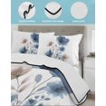 thumbnail image 4 of Quilts Twin-XL Size Bedding Set, Navy Blue Floral Lightweight Quilted Comforter, Watercolor Flowers Farmhouse Soft Reversible Bedspread Coverlet with Pillow Covers for All Season, 68" x 98", 4 of 7