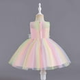 thumbnail image 4 of AJTQTH Princess Dress for Girls Metallic Ombre Midi Dress Sleeveless Crewneck High-Waisted Mesh Layered Puffly Gowns 3D Flower Appliques Frocks for Summer Party Weddings Pink 1-2 Years, 4 of 9