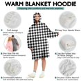 thumbnail image 5 of Black White Diamond Checkered Pattern Wearable Oversized Blanket,Wearable Blanket Hoodie for Adults,Cozy Hooded Blankets with Super Pockets,Super Warm Fuzzy Pullover for Women & Men, 5 of 6