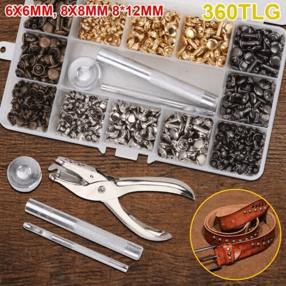 360 pieces hollow rivets set 6/8/12 mm DIY offer leather rivets decorative rivets JK Profi