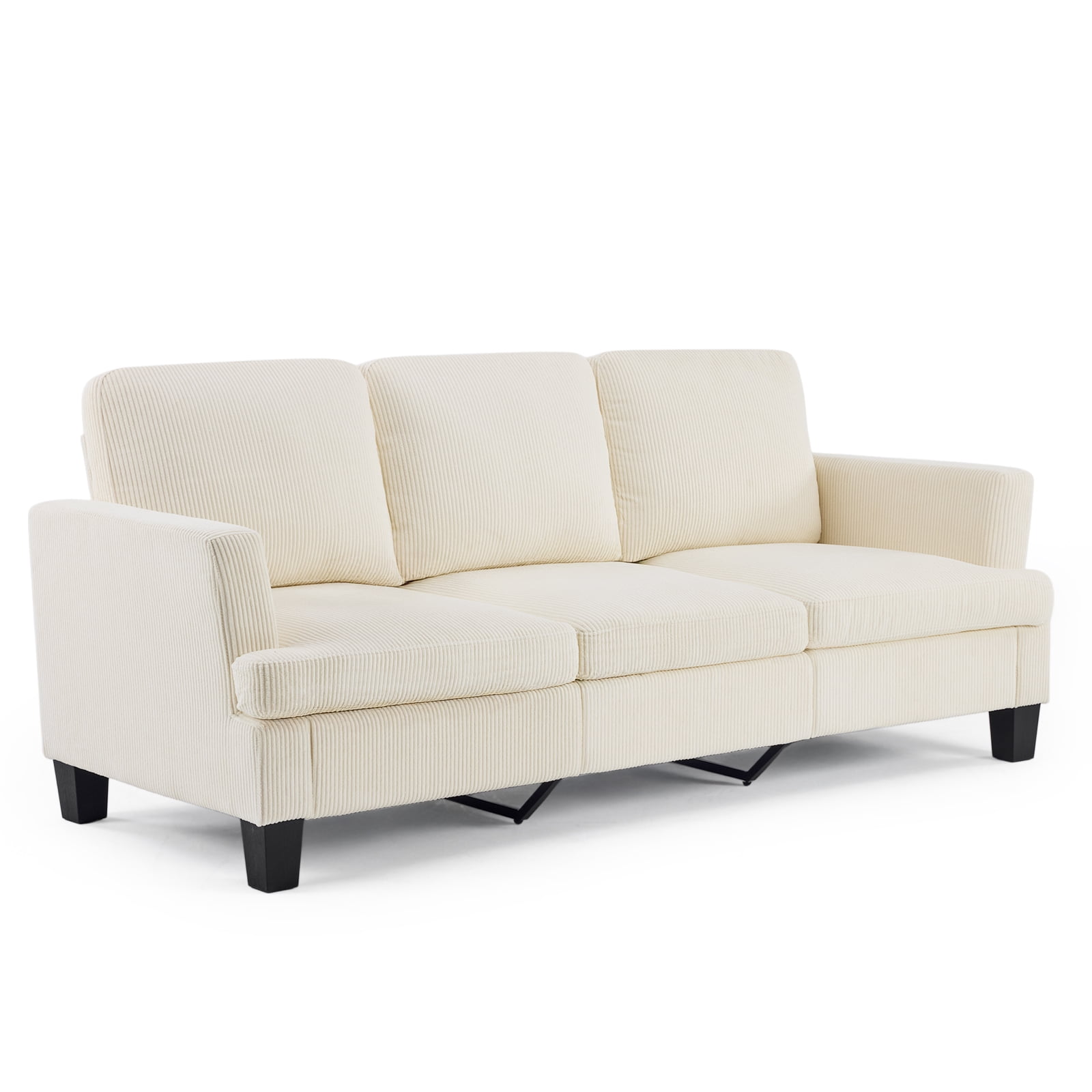 Ktaxon 83" Sofa with 3 Seater, Corduroy Couch with Deep Seat, Ergonomic Design, Removable Cushions for Living Room Bedroom Office, Beige