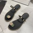 thumbnail image 2 of Fesfesfes Fesfesfes Summer Sandals for Women Streetwear Low Heel Sandals Fashion Beading Decor Pineapple Pattern Ladies Slider Clip Toe Flip Flops Boho Sandals Casual Beach Sandals, 2 of 3