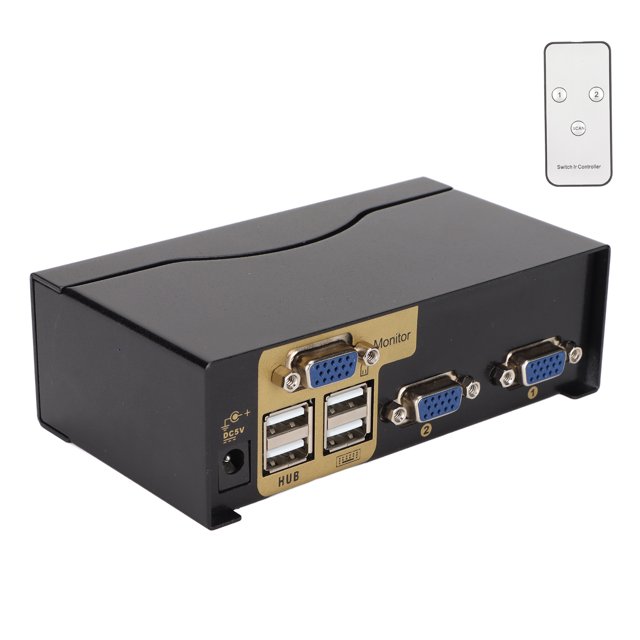 Conmutador KVM VGA de 2 puertos pantalla extendida de monitor dual de 2 puertos conmutador KVM de 4 USB Teclado Video Mouse Conmutador de periféricos para 2 computadoras o