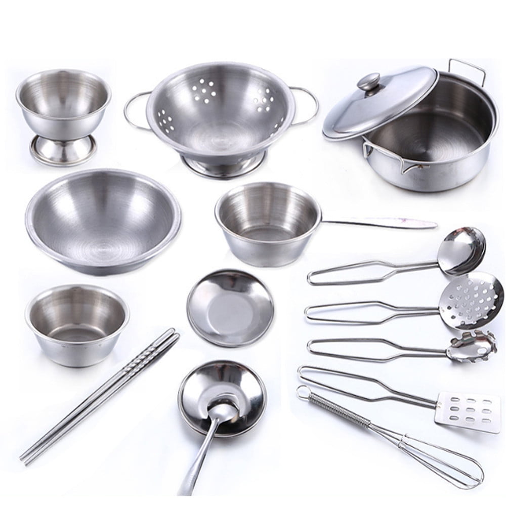 16Pcs Kids Play House Kitchen Toys Cookware Cooking Utensils Pots Pans Toy Gifts 