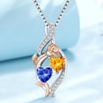 thumbnail image 5 of Taioiat Double Birthstone Necklaces for Women 18K Gold Plated Birthstone Rose Flower Jewelry Anniversary Valentines Day Mother's Day Birthday Gifts for Her Wife Girlfriend Mom, 5 of 7