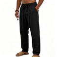 thumbnail image 2 of Blmnix Low Rise Pants Men Baggy Linen Pants Beach Pants Palazzo Leggings Straight-Leg Black Long Mens Casual Pants,XXL, 2 of 8