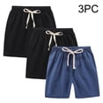 thumbnail image 4 of XXWXYD 3 Pack Girls Cotton Linen Shorts Elastic Waist Mid Thigh Beach Athletic Sport Trendy Summer Play Clothes, 4 of 4