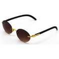 thumbnail image 3 of Retro Wood Buffs Vintage Style Gangster Rimless Clear Lens Oval Eye Glasses, 3 of 22