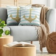 thumbnail image 5 of Ambesonne Vintage Throw Pillow Cover 2 Pack, Marine Golden Anchor, 16", Pale Blue White, 5 of 5