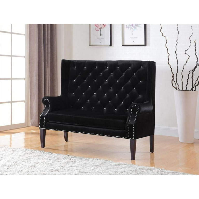 Upholstered Tufted Back Settee Black Walmart