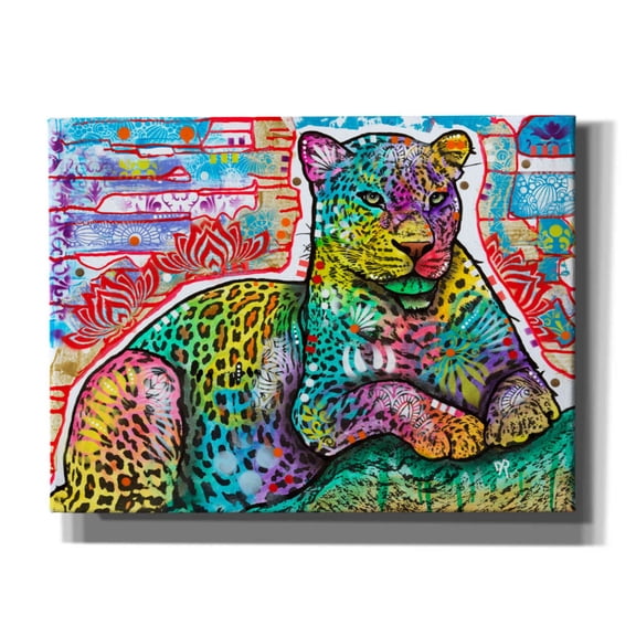 Epic Graffiti 'Electric Leopard' by Dean Russo, Canvas Wall Art, 16"x12"