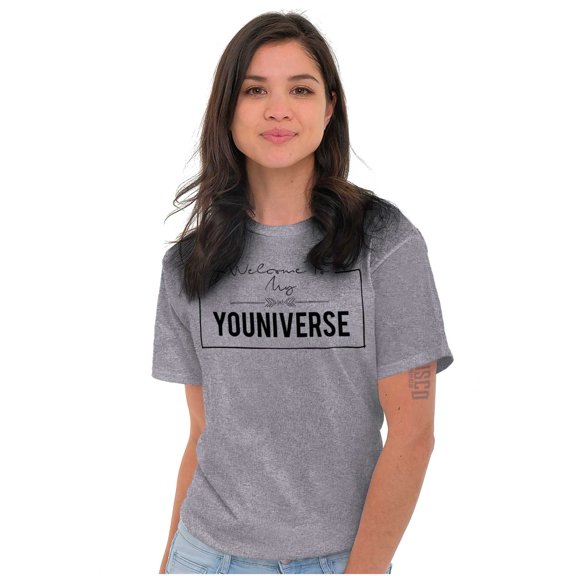 Welcome My Youniverse Romantic Pun Women's Graphic T Shirt Tees Brisco Brands L