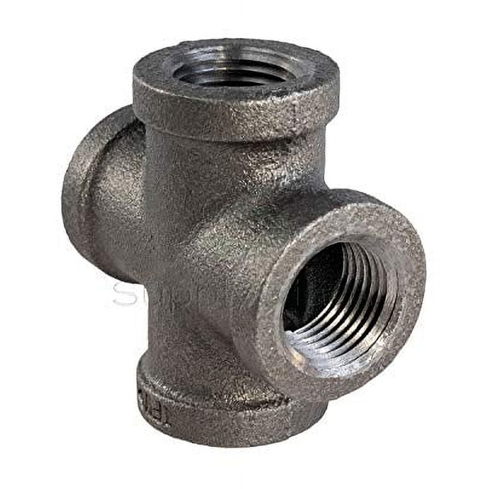 Supply Giant BMCR0100 Black Malleable Cross Fitting, 1"