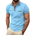 thumbnail image 3 of Mens Polo Shirt Button Collared T Shirt Breathable Short Sleeve Tee Casual Summer Sport Top Blue S, 3 of 5