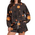 thumbnail image 2 of Simua Womens Halloween Pajama Sets Two Picec Long Sleeve Top and Shorts Matching Lounge Set Loungewear Sweatsuit with Pockets, 2 of 4