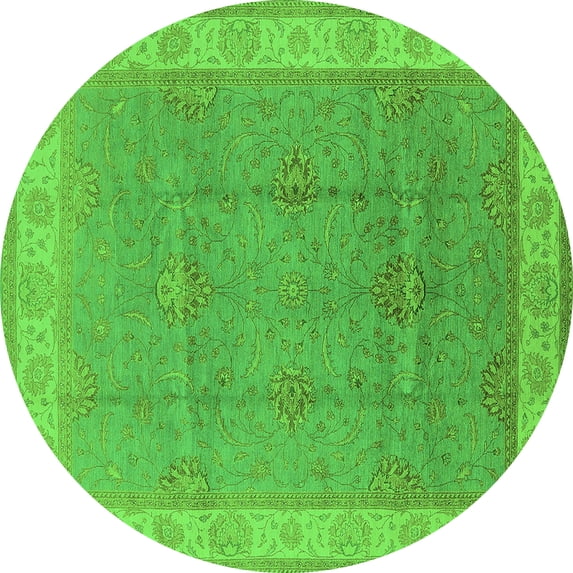 Ahgly Company Indoor Round Oriental Green Traditional Area Rugs, 5' Round