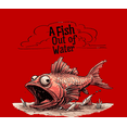 thumbnail image 2 of A Fish Out of Water Humor Adult Red Crew Neck Short Sleeve Tee-XXL, 2 of 4