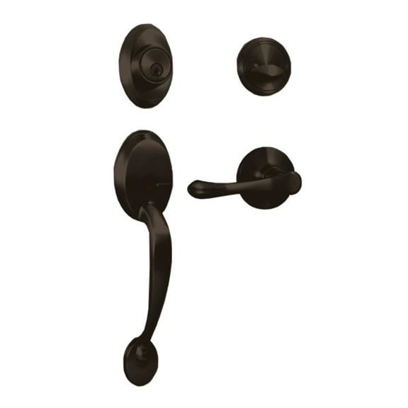 Weslock 02810-1V1FR2D Hillcrest Single Cylinder Handleset with Somerset Trim with Adjustable Latch & Round Corner Strikes, Oil Rubbed Bronze