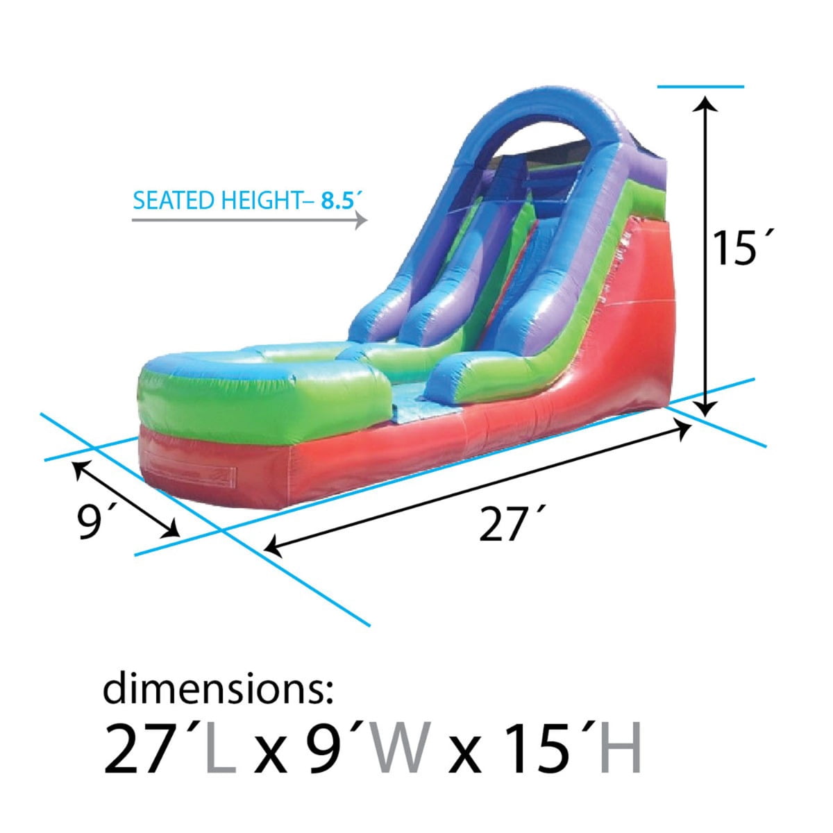 TentandTable Commercial Inflatable Water Slide, Retro with Blower, 15 Ft