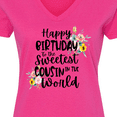 thumbnail image 4 of Inktastic Happy Birthday to the Sweetest Cousin in the World Women's V-Neck T-Shirt, 4 of 5