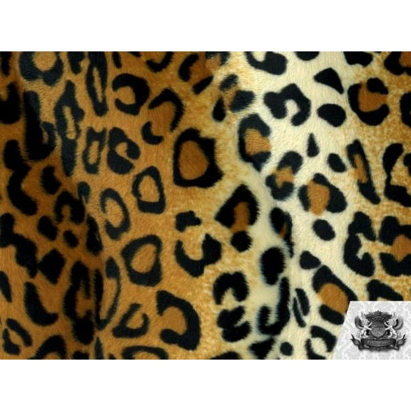 Velboa Faux Fake Fur Gold Leopard Fabric