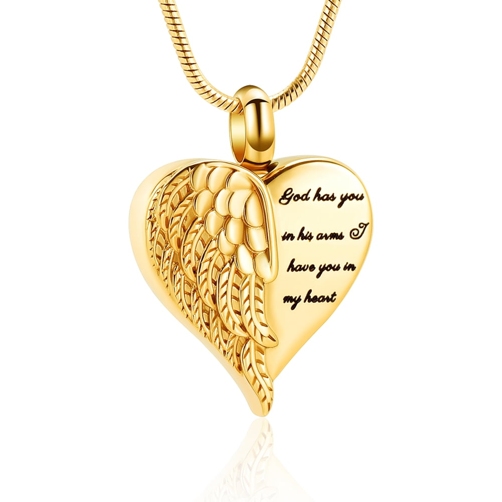Love Heart Angel Wings Necklaces for Women Stainless Steel Keepsake Women Pendant Necklace, Mother's Day Anniversary Jewelry Gift for Woman Mother Mom Wife Her Girlfriend for Love Ones