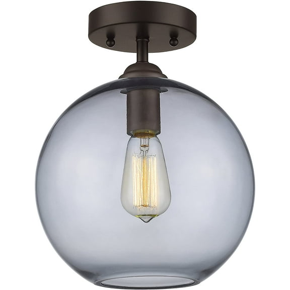 RADIANCE Goods Industrial-Style 1 Light Rubbed Bronze Semi-Flush Ceiling Fixture 10" Shade