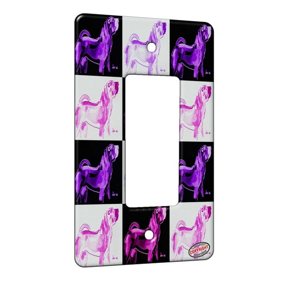 KuzmarK™ 1 Gang Rocker Wall Plate - Shar Pei Fawn Abstract Dog Pink Pattern Art by Denise Every
