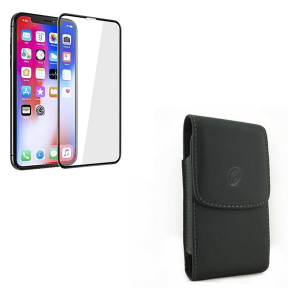 Screen Protector w Case Belt Clip for iPhone 11 Pro Max - Tempered Glass 5D Touch Curved Edge Full Cover Bubble Free, Leather Holster Cover Pouch Vertical Z5J Compatible With iPhone 11 Pro Max