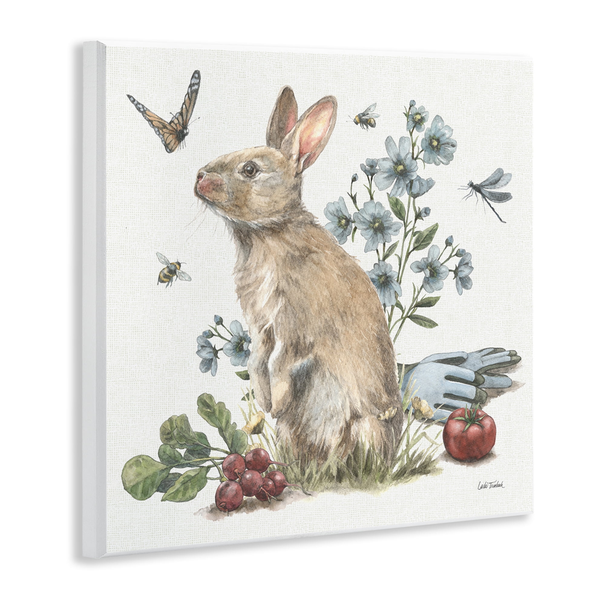 Stupell Industries Garden Patch Bunny Animals & Insects Painting Unframed Art Print Wall Art, 12 x 12