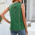 thumbnail image 4 of Women's Lace Tank Tops Sleeveless V Neck Slim Fit Trendy Solid Tunic Shirts Hollow Out T Shirts Green,2XL, 4 of 5