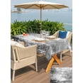thumbnail image 5 of Outdoor Tablecloth with Umbrella Hole for Patio/Picnic/Party/Camping, Shabby Grey Waterproof Table Cloth Rectangle Table Cover Washable, Oil Painting Vintage Art Gray White (60"x 120"), 5 of 9