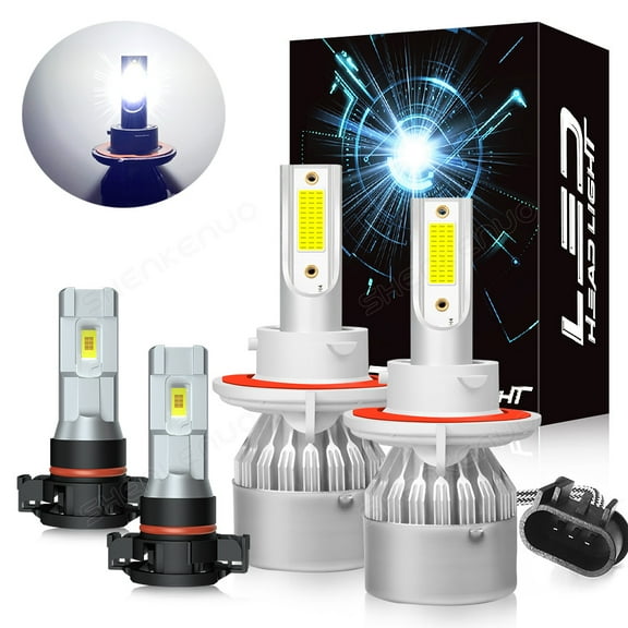 For 2007-2012 Dodge Caliber - 4x 6000K Front LED Headlight   Fog Light Bulbs Kit