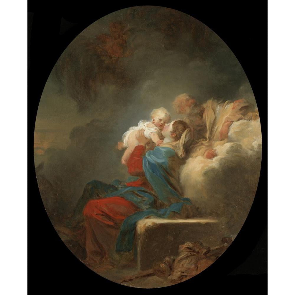 Jean-Honoré Fragonard 20x24 Black Modern Framed Museum Art Print Titled - The Rest on the Flight Into&nbsp;Egypt (ca.&nbsp;1774)