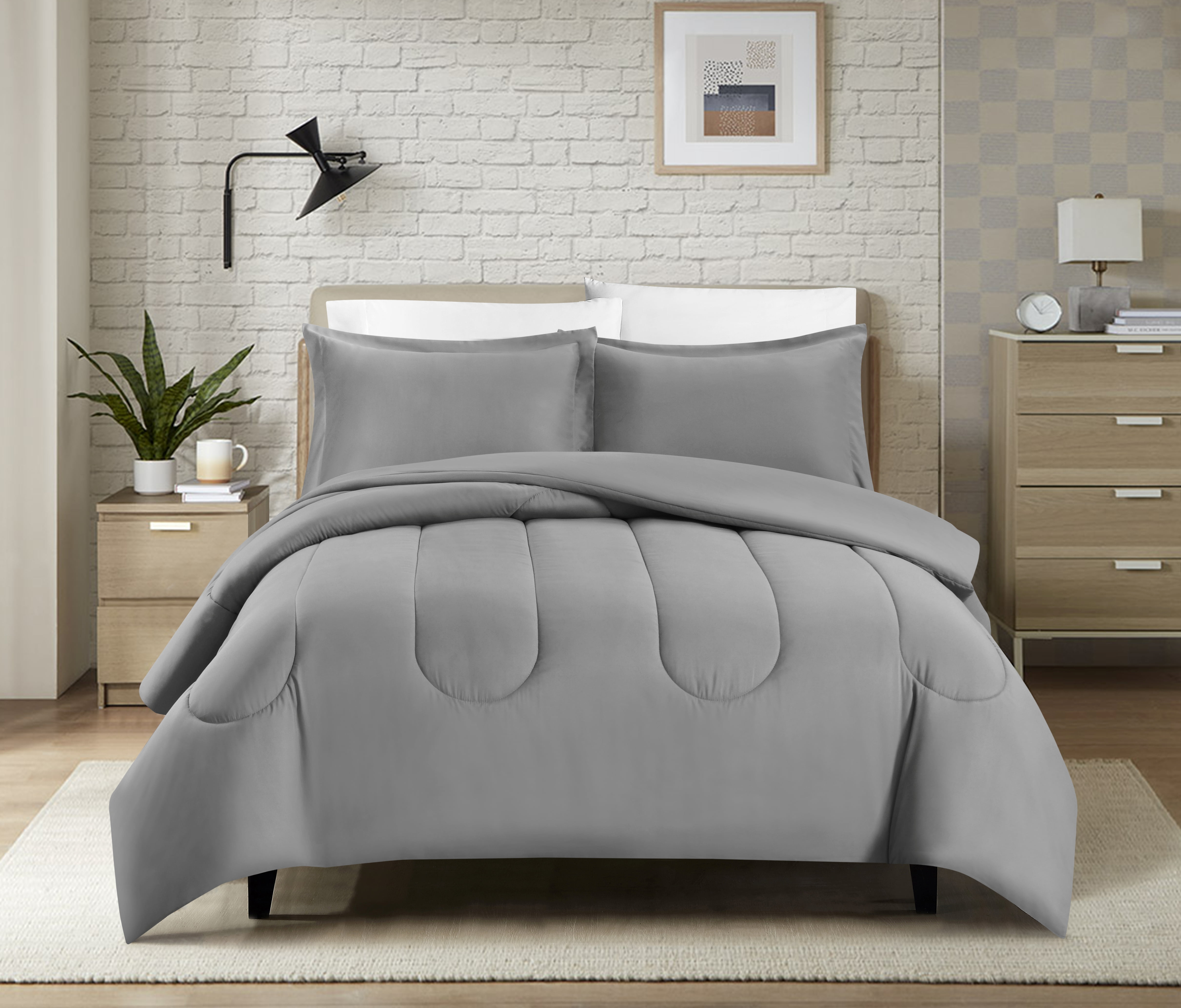 Swift Home Luxury 6 Piece Bed in a Bag, Comforter Set, All Season Complete Bedding Set, Twin/ Twin XL, Light Gray