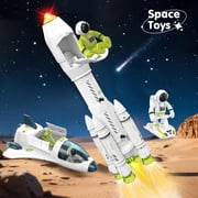 AuntyFey Space Rocket Toys, Spaceship Shuttle with Glowing & Sound Effect, Educational Stem Gift for Boy Girl