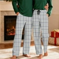 thumbnail image 2 of Ecqkame Mens Plaid Pajamas Pants Casual Loose Comfy Elastic Waist Pant Straight Lightweight Lounge Trousers with Pockets White XL, 2 of 9