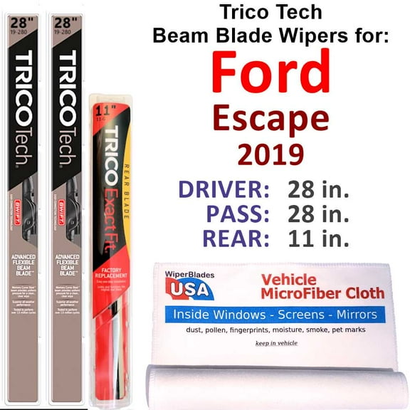 2019 Ford Escape Beam Blade Wipers (Set of 3) w/Rear Wiper